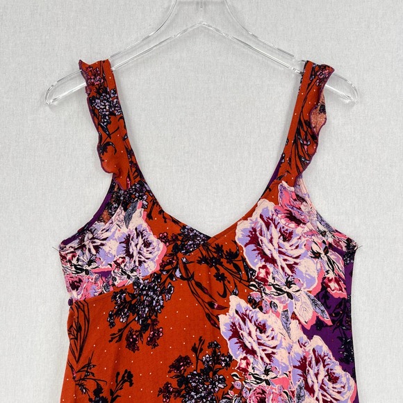 FREE PEOPLE Dress Womens Medium Purple Lauria Slip Mini Floral Print Rust NWT - Picture 7 of 16